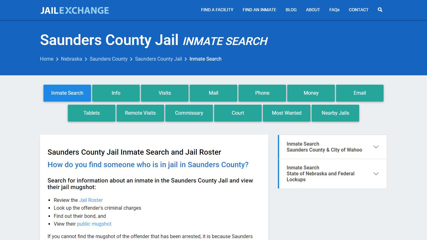 Inmate Search: Roster & Mugshots - Saunders County Jail, NE